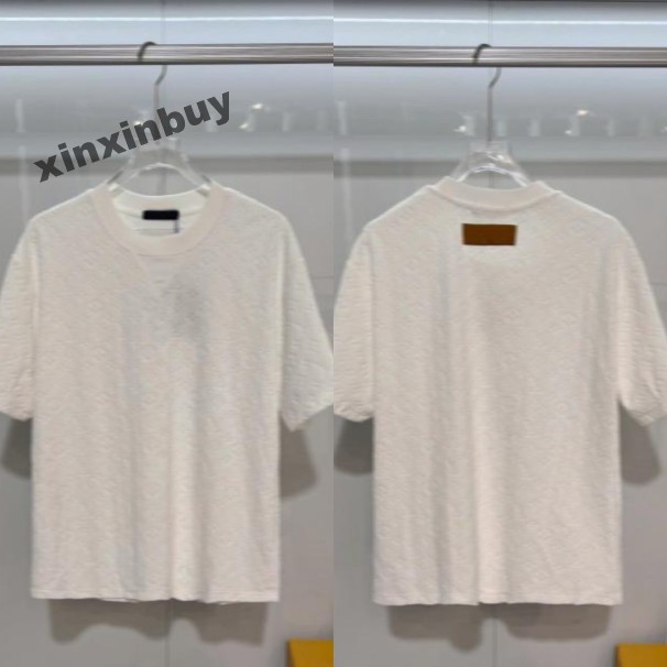 xinxinbuy Men designer Tee t shirt 2026 dark pattern letter towel velvet fabric short sleeve women gray white black red S-2XL