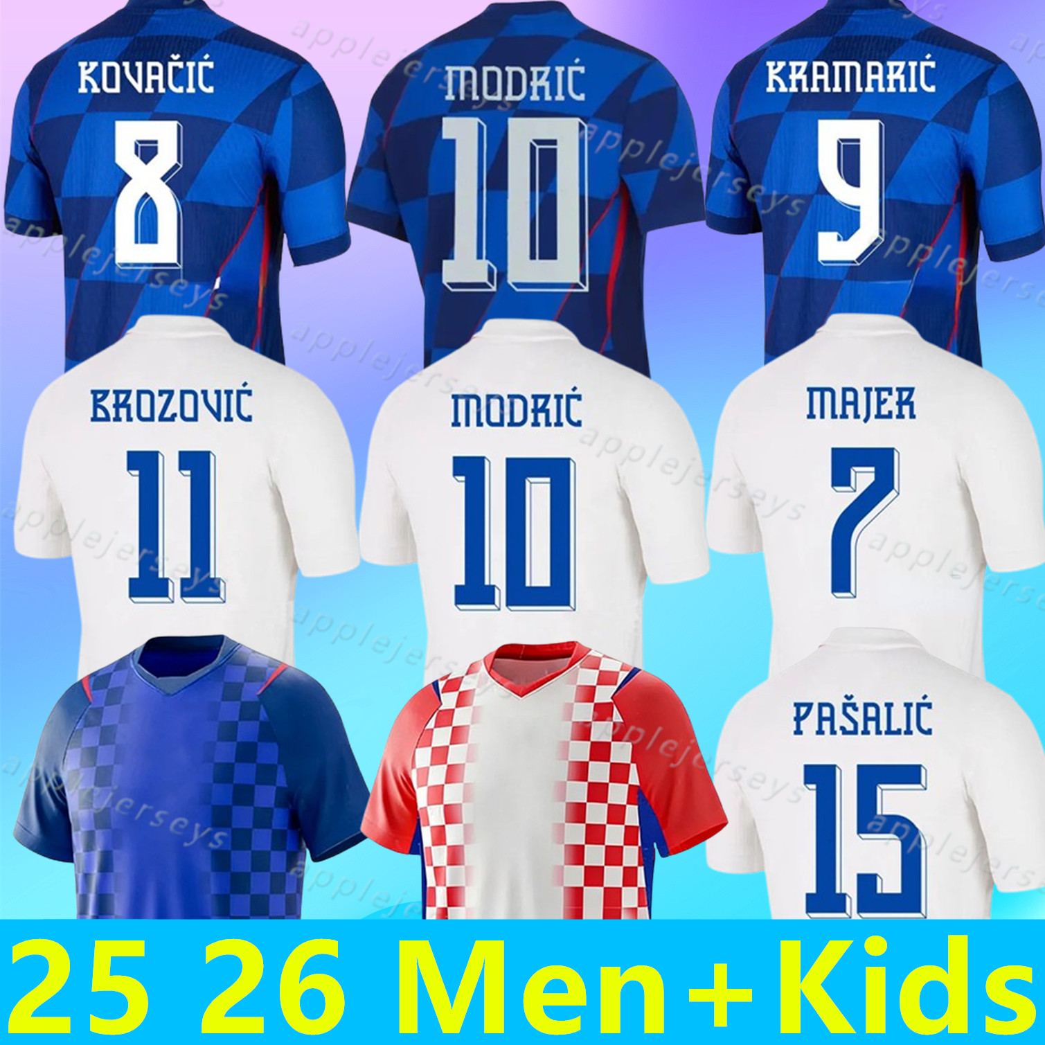 2026 2027 Euro Croatia Soccer Jersey Cup New Croatie National Team 26 27 Football Shirt Men Kids Kit Set Home White Away Blue Men Uniform MODRIC KOVACIC PASALIC PERISIC