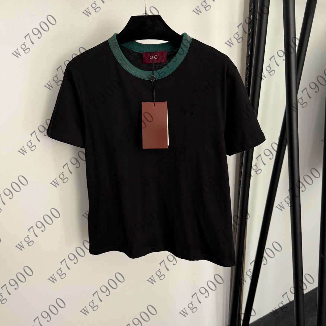 Top women shirt casual girls T-shirt designer clothes women threaded striped color blocked round neck short sleeved T-shirt Lady ropa A681X14N016