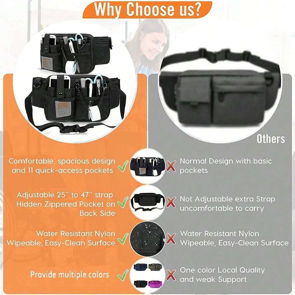 Multi-Pocket Nursing Tool Waist Large Capacity Lifeguard Nurse Belt Bag Medical Gear Pockets