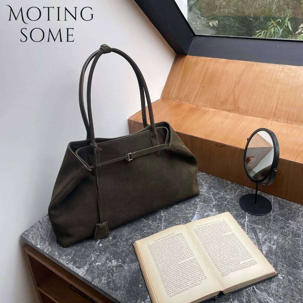 Motingsome Oversized Natural Suede Leather Bags Woman Big Luxury Designer Bag Casual Tote Handbag Shoulder Daily Purse 2025