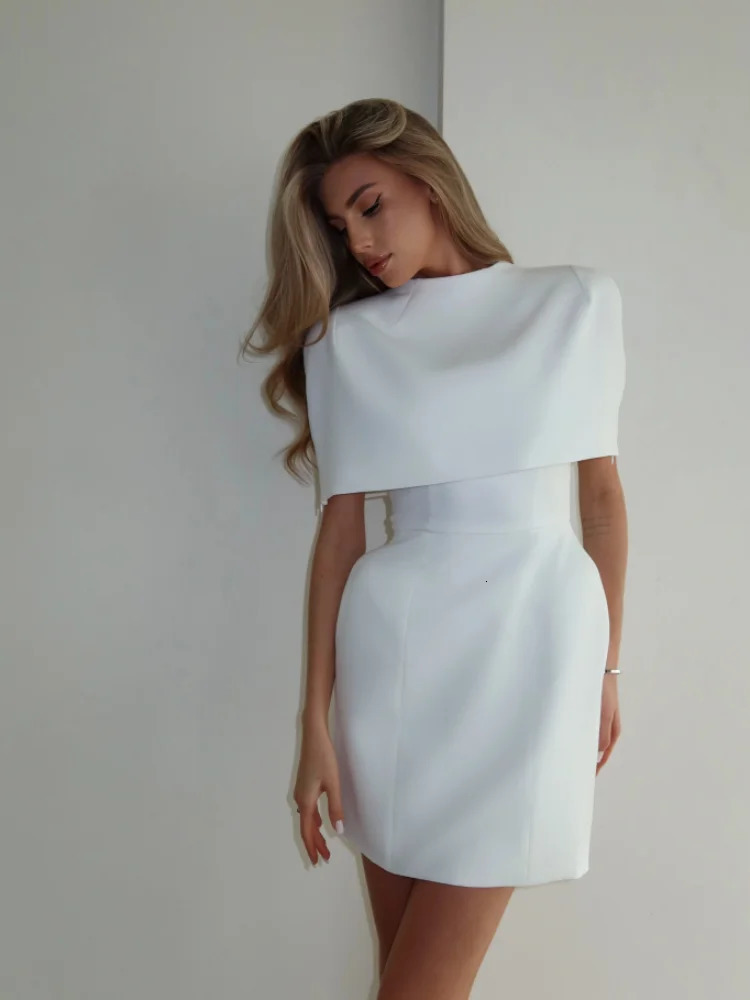 Solid Shawl Mini Dress Women Elegant Square-neck Waist Cinching Sleeveless Slim Short Dresses Lady 2025 Vacation Party Gowns 251225
