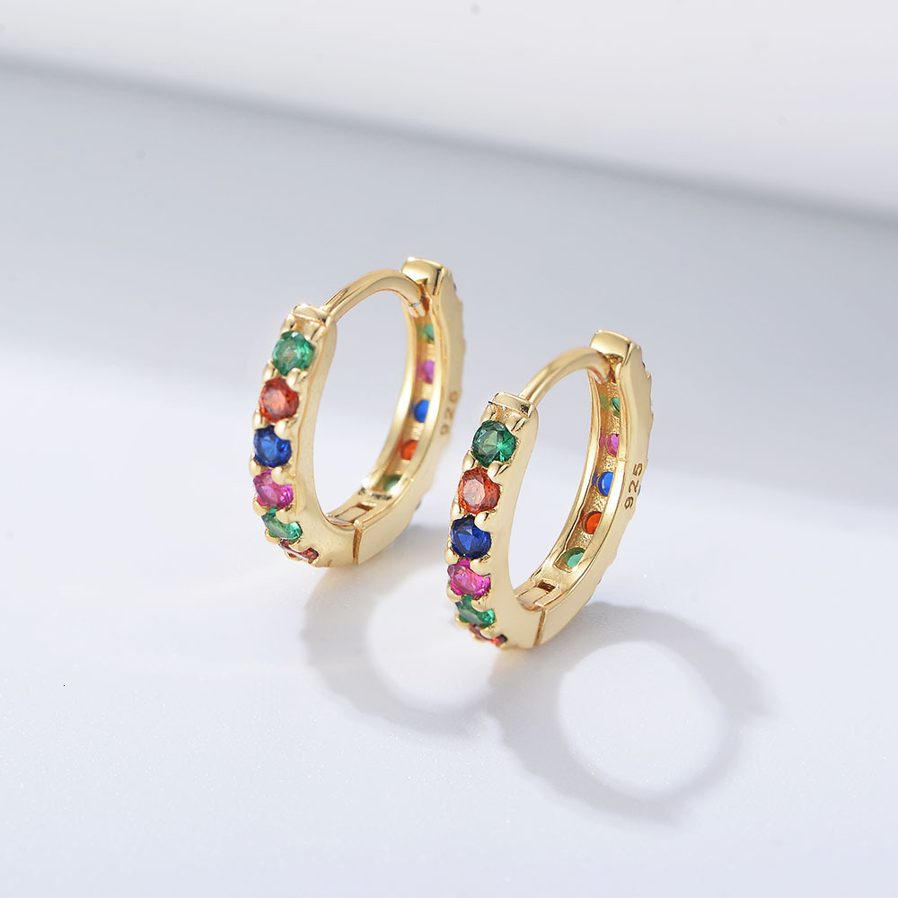 European and American Cross-Border S925 Sterling Silver Colorful Zircon Earrings Ear Clips for Women Ins Style Simple Versatile Jewelry Wholesale