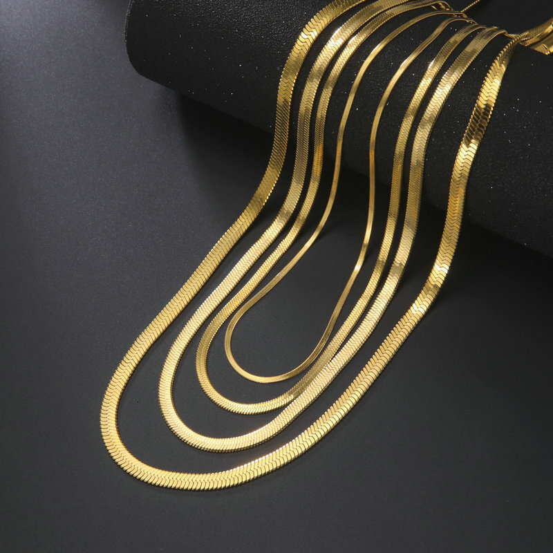European and American Cross-Border Snake Bone Necklace for Women gold Neck High-End Clavicle Men Niche 18K Vacuum Plated Gold Blade Chain