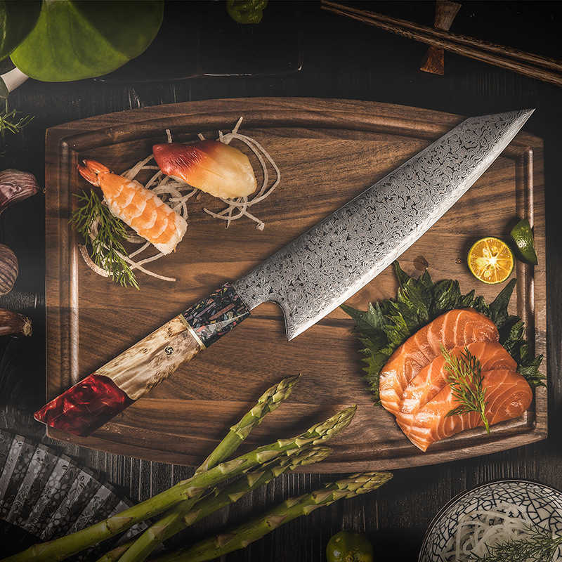 Damascus steel Japanese-style kitchen knife, chef's knife, slicing knife, multi-purpose knife, household knife, slicing tool, AUS10 steel X241102