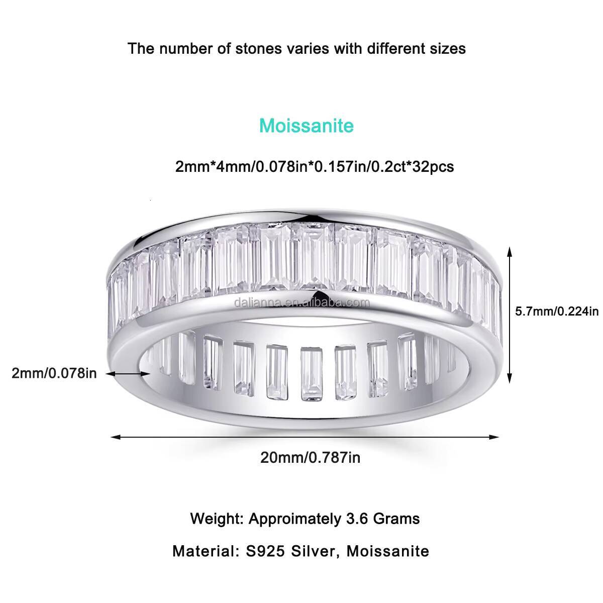 Mens Fashionable Sterling Silver Wedding Band with Channel Set Moissanite Eternity Ring for Anniversaries Gold Plated Jewelry