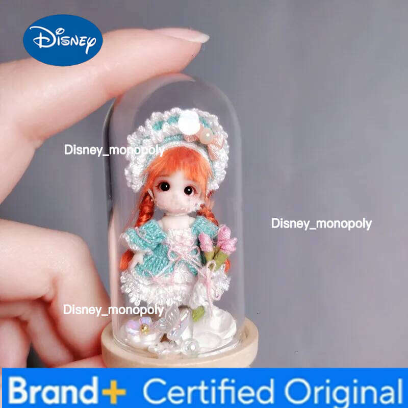 Disney 20X Small Cute Micro Landscape Eternal Transparent Flower DIY Dustproof Cover Glass Dome On Wooden Base Doll Toy Box H260105 H260105