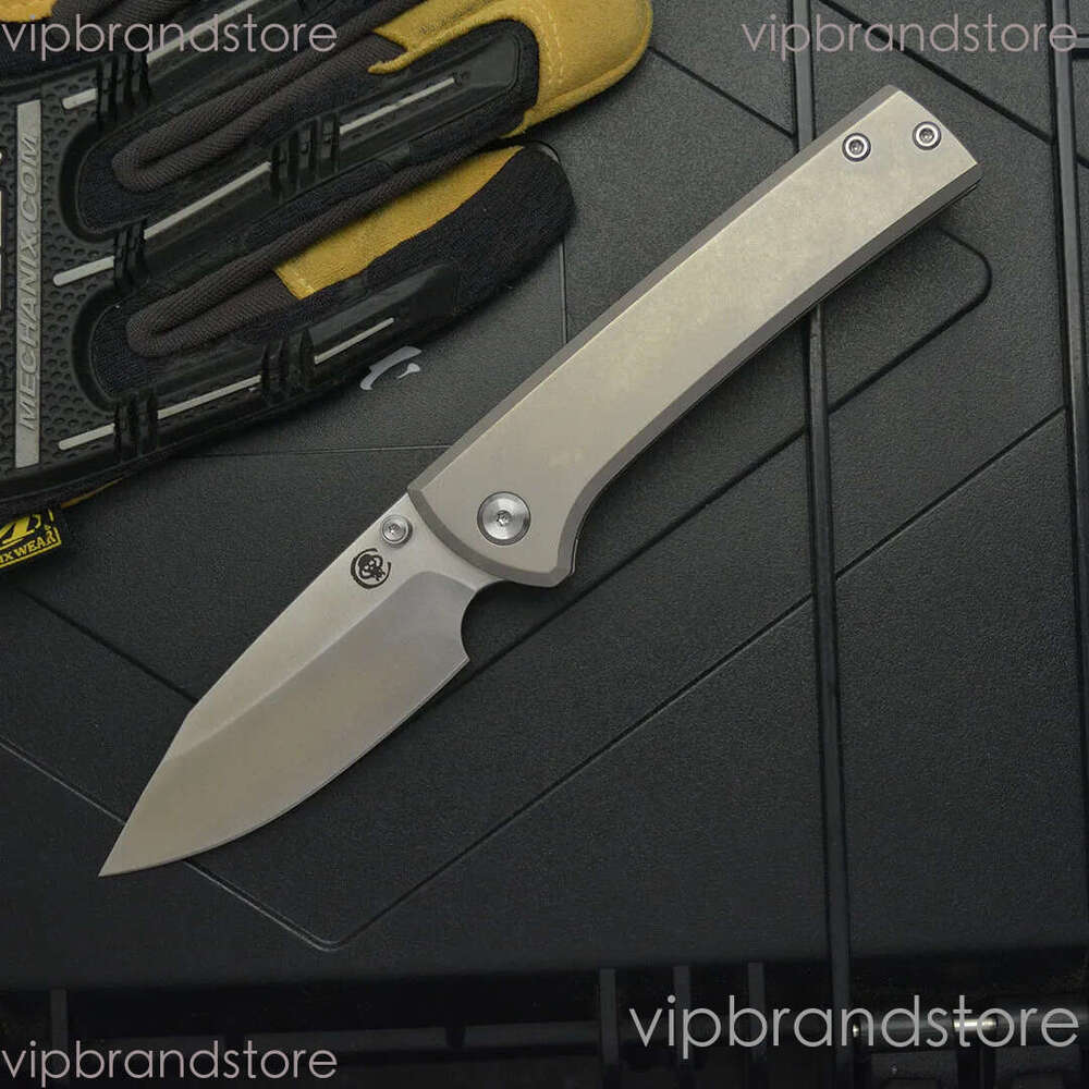 2Models Limited Edition Chaves Folding Knife 3.23 M390 Satin Clip Point fixed blade knife Blade, Titanium Handles