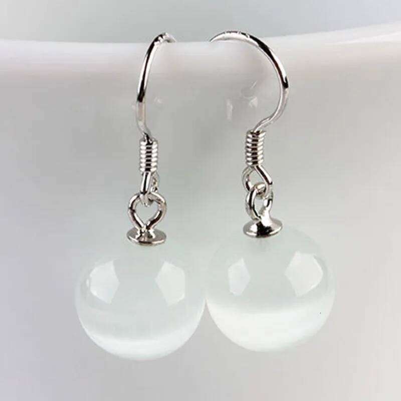 925 Sterling Silver Elegant Moonstone Earrings Ladies Fashion Simple Birthday Party Wedding Anniversary Jewelry Gift
