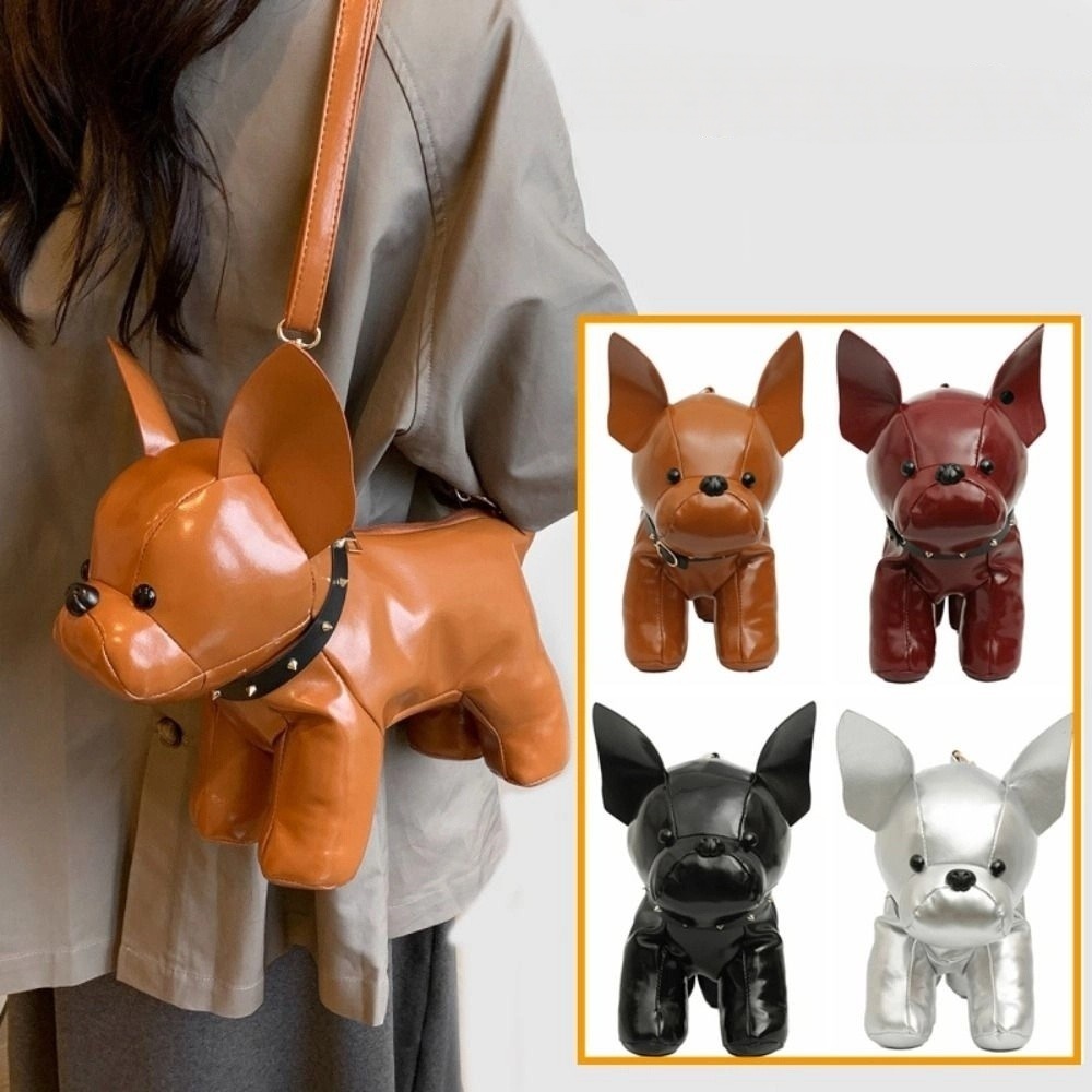 Men Women Bulldog Shape Dog Bag Creative Animals Shoulder Bag Three-dimensional Handbag Cartoon Crossbody Bag Girls