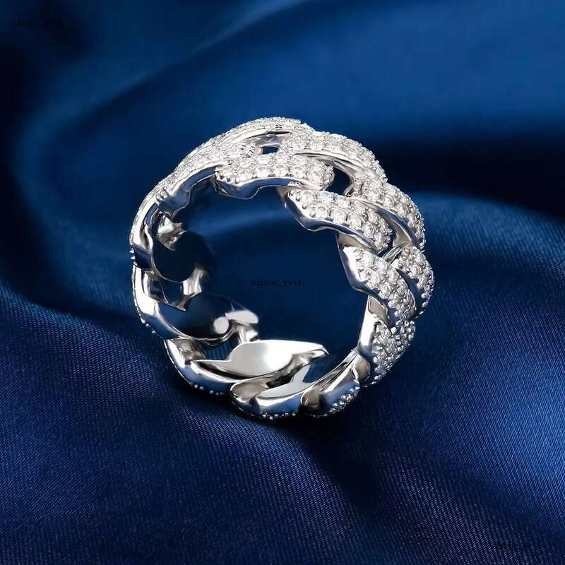 Star Moon Gemstone Fashion Jewelry Hip Hop 925 Sterling Silver Cuban Iced VVS Moissanite Ring