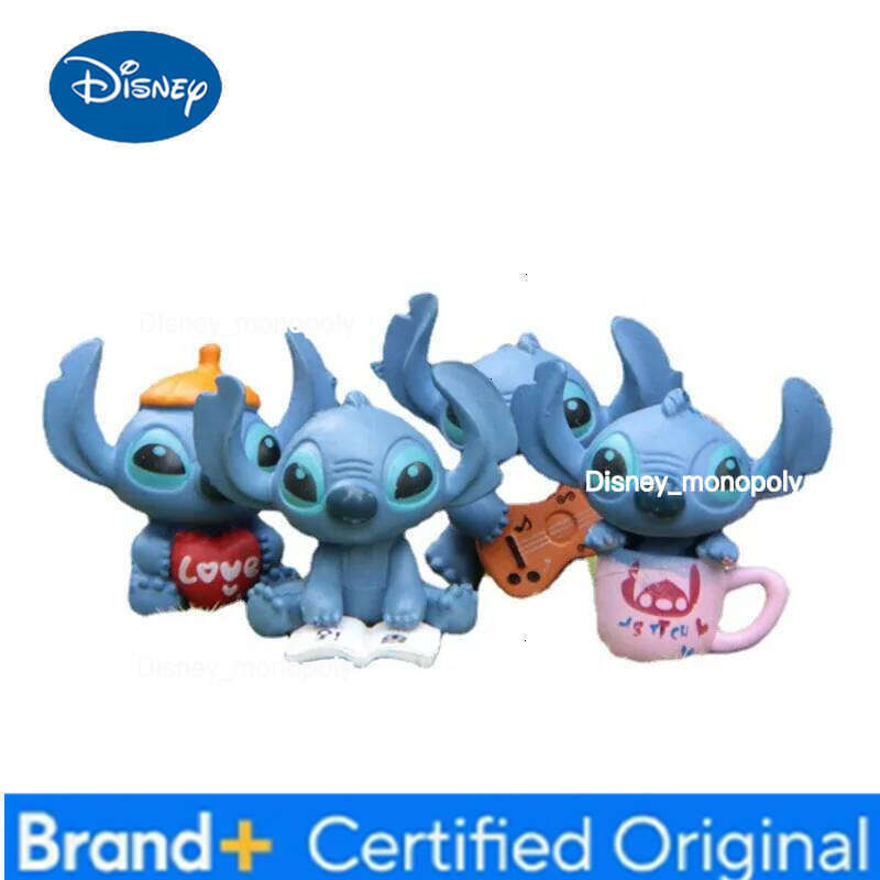 Disney 4pcs Cute Decoration Stitch Action Figure Micro Landscape Doll Ornament Charm Toys Brinquedos Birthday Party Gift H260105 H260105