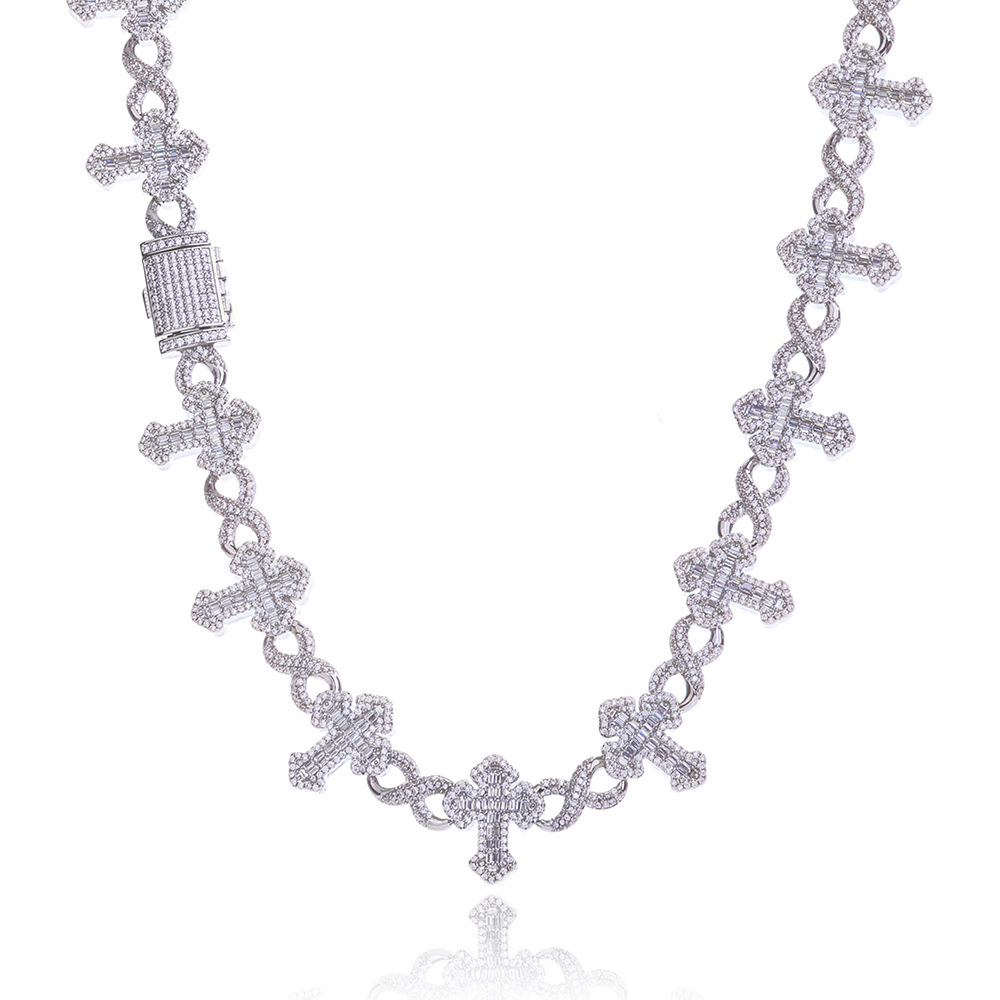 Cross Design Hip Hop Jewelry Sier Charm Iced Out VVS Baguette Moissanite Cuban Bracelet Ddmylucky