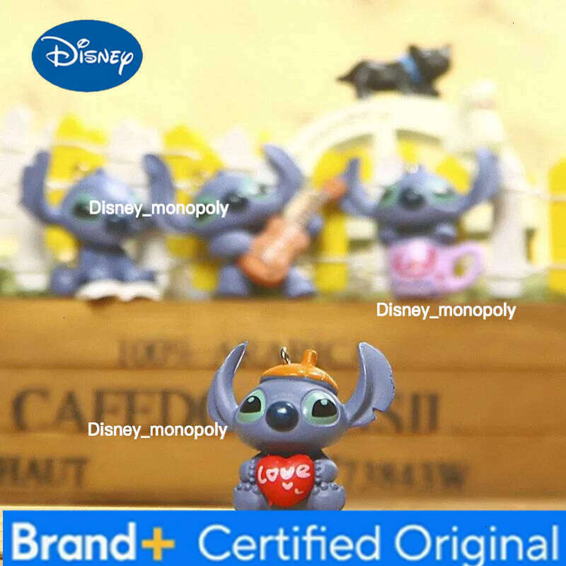 Disney 4pcs Cute Decoration Stitch Action Figure Micro Landscape Doll Ornament Charm Toys Brinquedos Birthday Party Gift H260105 H260105