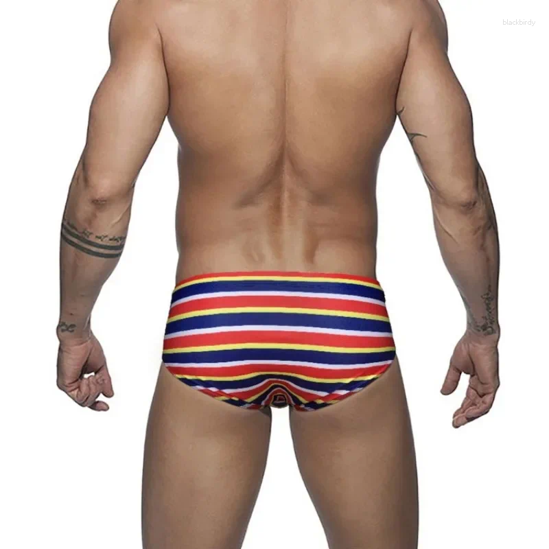 Men's Swimwear Sexy Stripes Swimming Trunks Summer Quick Drying Breathable Swim Suit Low Wait Briefs Bikini Sports Surfing Beach Shorts Z260314