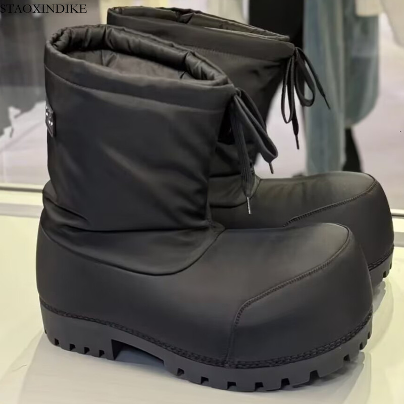 STAOXINDIKE Thick-Soled Height-Increasing Chunky Snow Boots for Women 2024 Winter New Waterproof Non-Slip Ugly-Cute Ski Boots Thickened Warm Cotton Bo