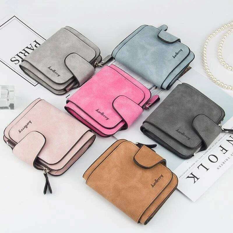Fashion Women's Short Wallets PU Leather Matte Small Casual Coin Purse Zipper Money Bag Hasp Clutch Credit Card Holder Clip