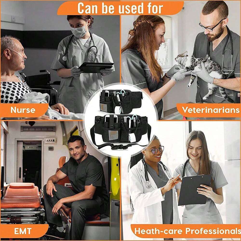 Multi-Pocket Nursing Tool Waist Large Capacity Lifeguard Nurse Belt Bag Medical Gear Pockets