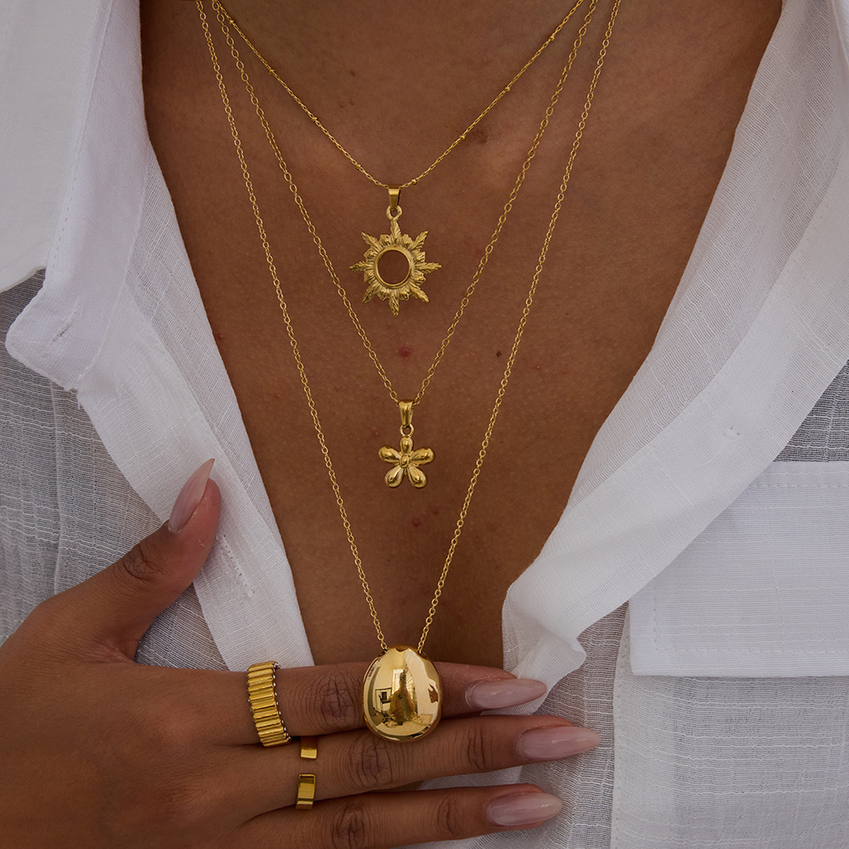 European and American 18k Gold Stainless Necklace Simple High-end Non-fading Jewelry Light Luxury Titanium Steel Accessories Cross-border