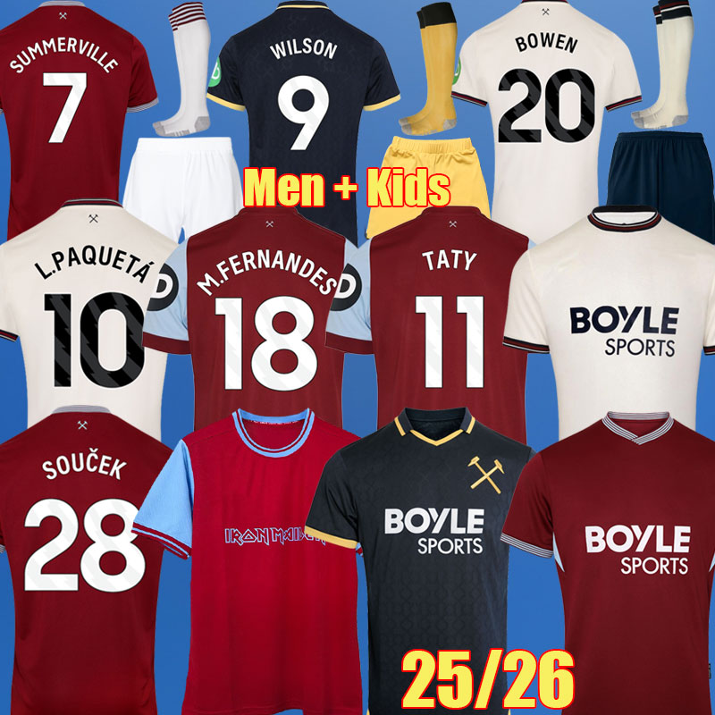 25 26 WEST HAMses Unitedes TATY L PAQUETA WAN soccer jerseys 2025 2026 WILSON kits KILMAN M FERNANDES BOWEN SUMMERVILLE KUDUS SOUCEK WEST football shirts MEN Kids
