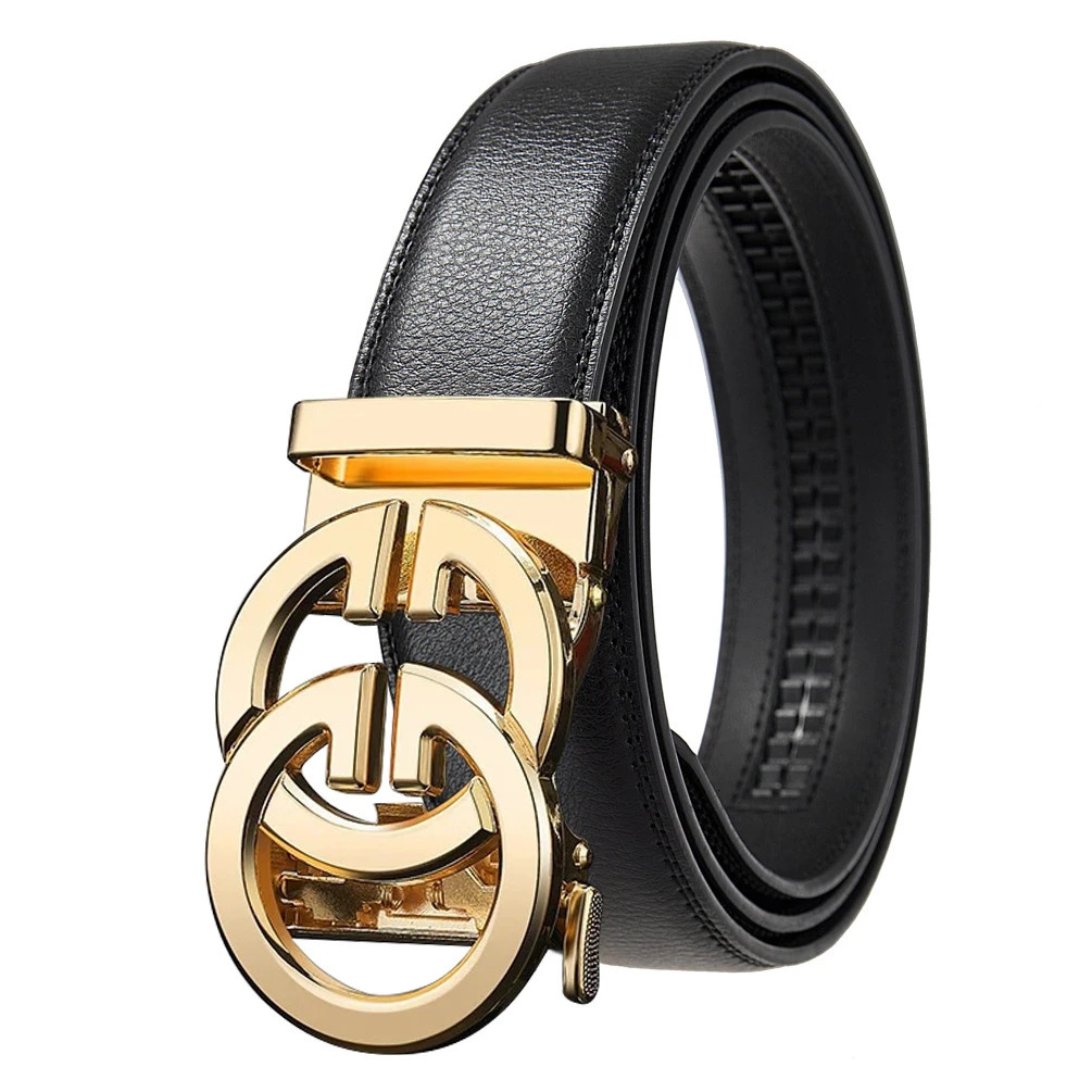 Fashion belt for men alloy buckle high quality PU leather automatic belt adjustable ratchet business casual mens belt 260104