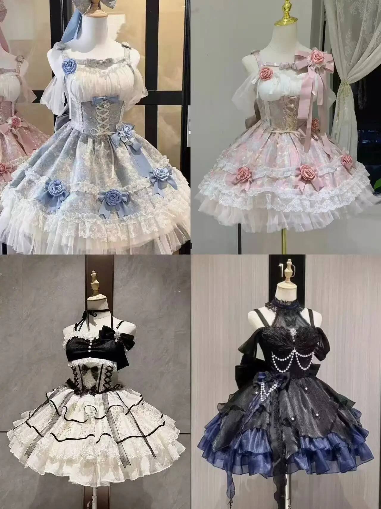Bestseller Sweet Women Princess Dress Off Shoulder Sling Design Elegant Bow Lace Slim Kawaii Female Cute Party Casual Lolita Outfits ddmytues
