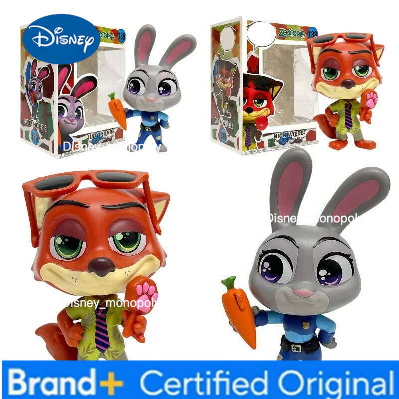 Disney 2pcs/set Zootopia Judy Rabbit Nick Fox Model Cute Cartoon Anime Movie peripheral toys For Christmas Girls H260105 H260105