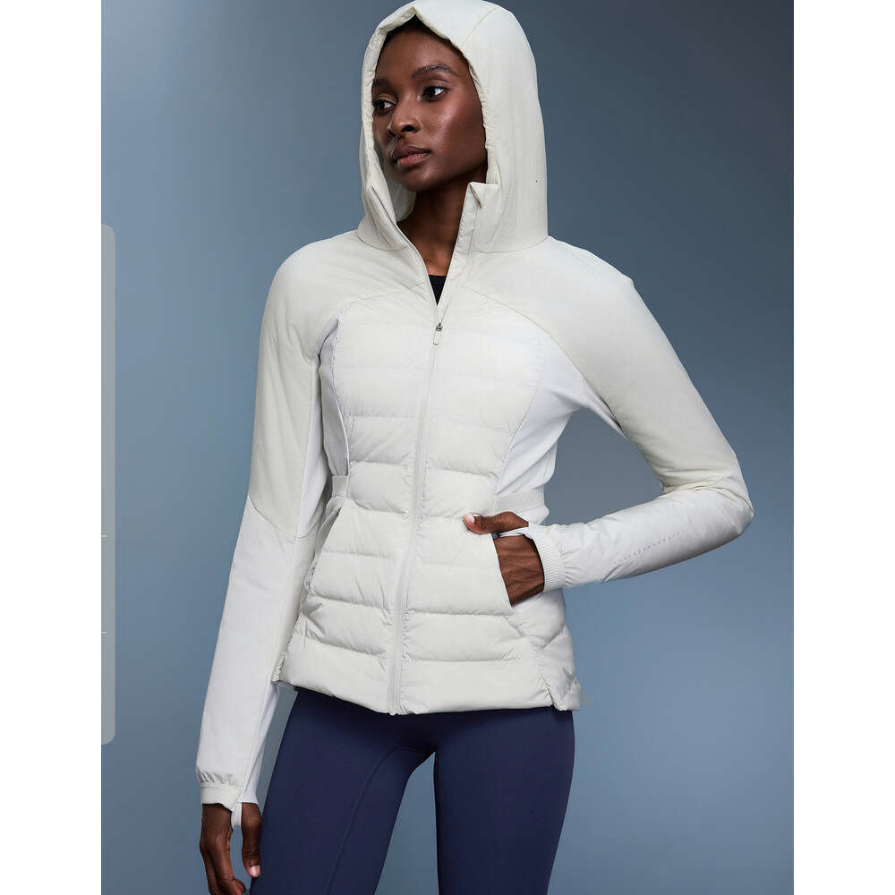 Jacket Women Autumn Winter Warm Lightweight White Duck Down Sports Coat Spliced Slimming Running Fitness Clothing