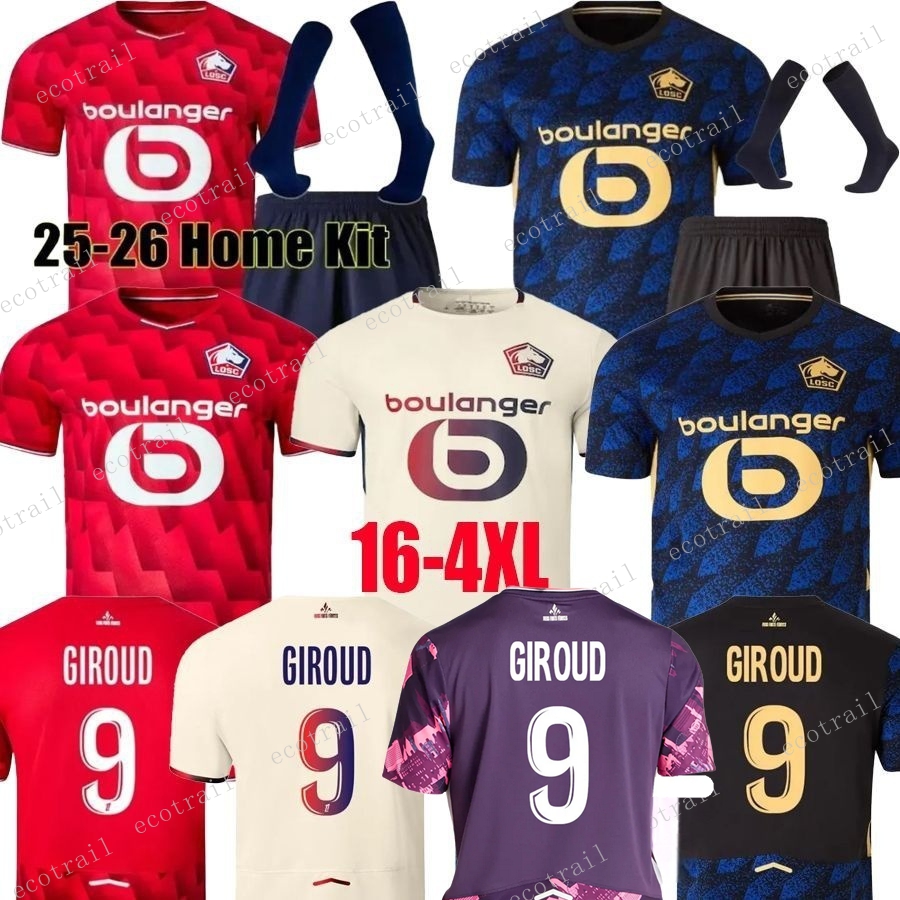 25 26 Maillot Lille Soccer Jerseys 2025 2026 LOSC Fourth Football Jersey Shirt Kit Home Away Third HARALDSSON Men Kids Kit GIROUD J DAVID ZHEGROVA ANGEL YAZICI