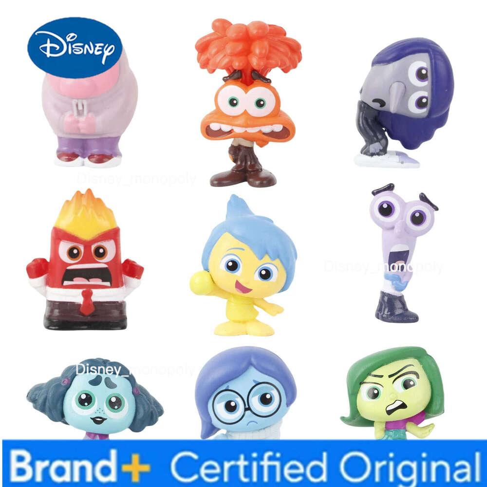Disney 9PCS Mini Inside Out 2 Action Figure Toy Cartoon Movie Joy Anxiety Anger Sadness Disgust Fear Model Doll Figurines Kids Gift H260105 H260105