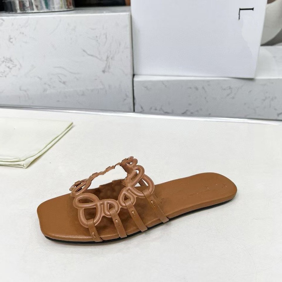 Petal Sandals Designer Sandals soft leather slippers hollowed out slippers, bath beach casual slippers, brown sandals for women jhy0001