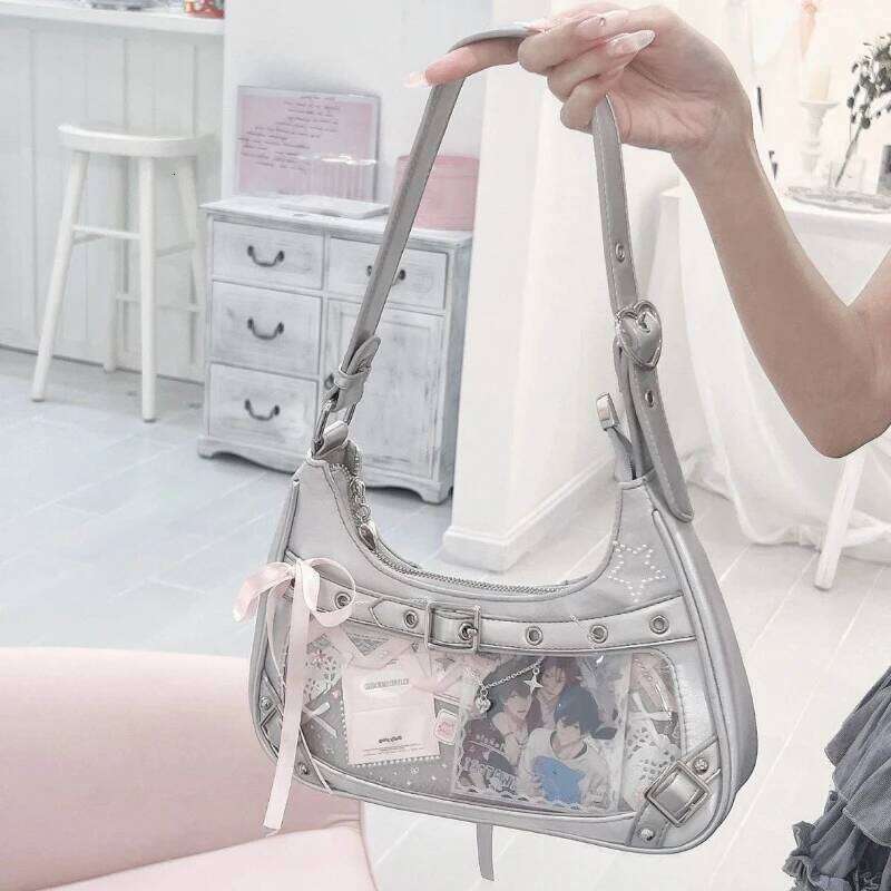 Cute Y2k Womens Shoulder Fashion Elegant Sweet Lolita Jk Ita Bag Transparent Literary Kawaii Exquisite Female Handbag