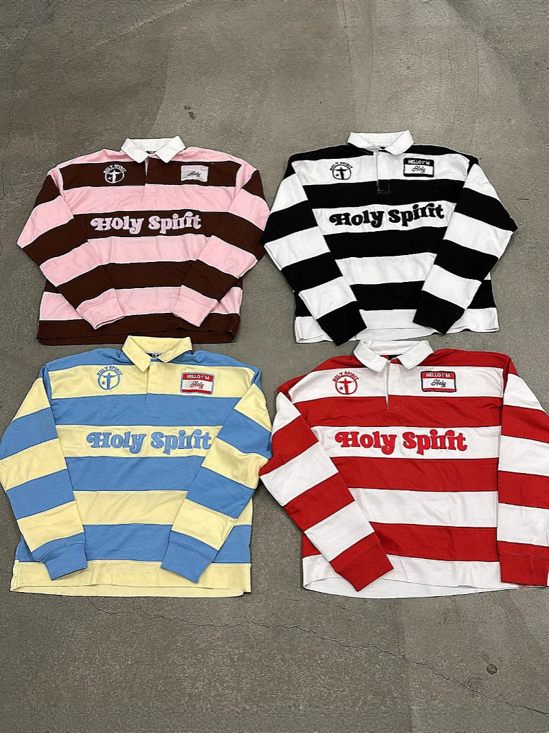 Men's Polos Sume Striped Shirts Men Women Hip Hop Rhinestone Print Y2k American Retro Street Style Polo Shirt Y2k Harajuku Fashion Long Sleeve T 