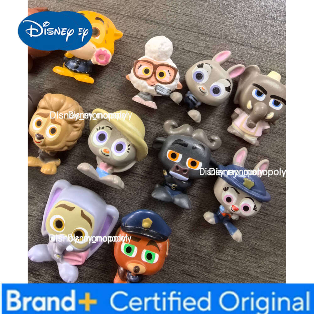 Disney 12pcs Anime Figures Doorables Rabbit Fox Police Officer Series Goat Lion Zoo Collection Model Toys Children Gifts H260105