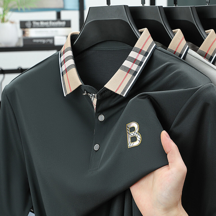 Luxury Designer Brand Summer New Men's Lapel Collar Polo Shirt Mulberry Silk Business Printed Short Sleeve Casual Top Half Sleeve Men's Top