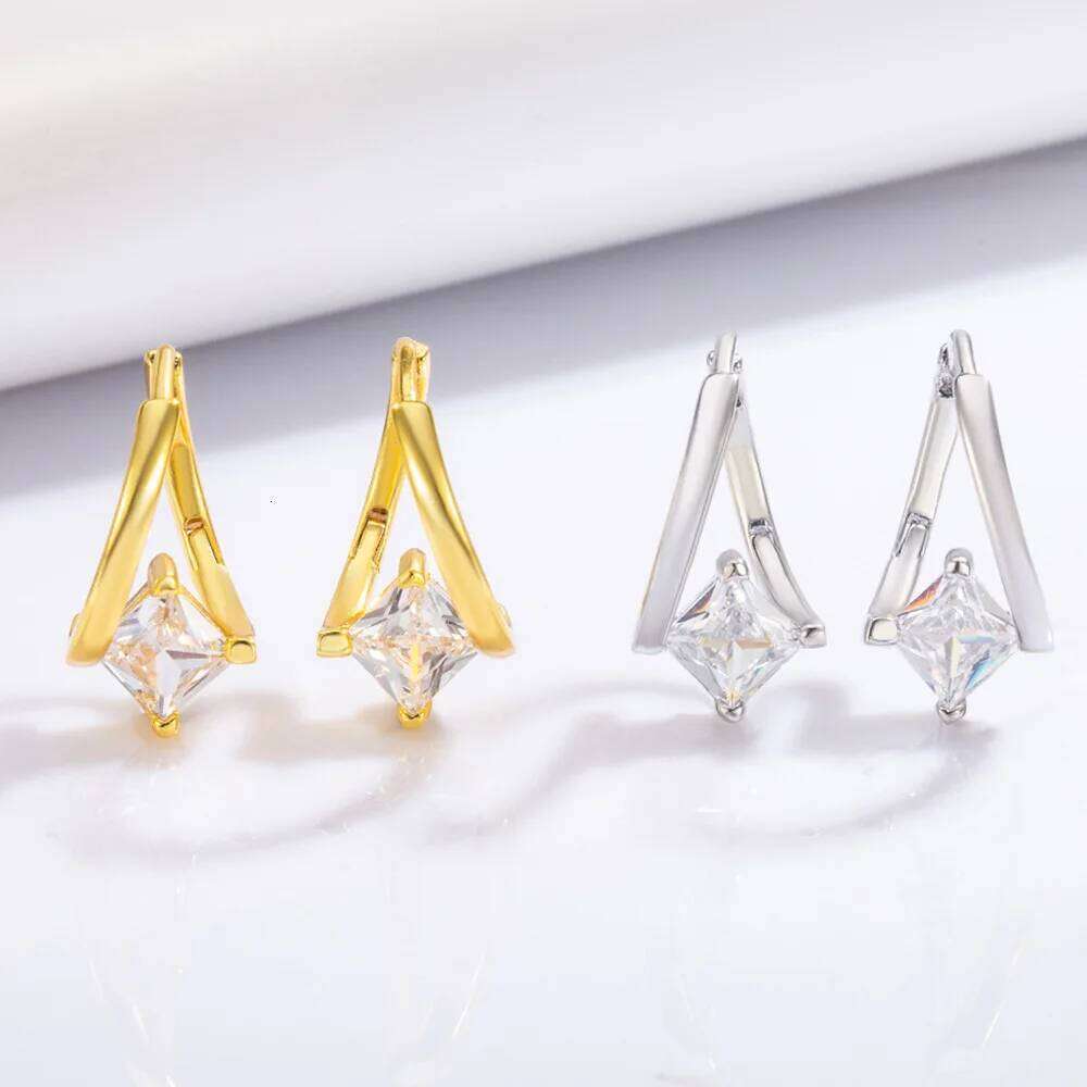 925 Sterling Silver Geometric Zircons Earrings Ladies Fashion Simple Birthday Party Wedding Anniversary Jewelry Gift