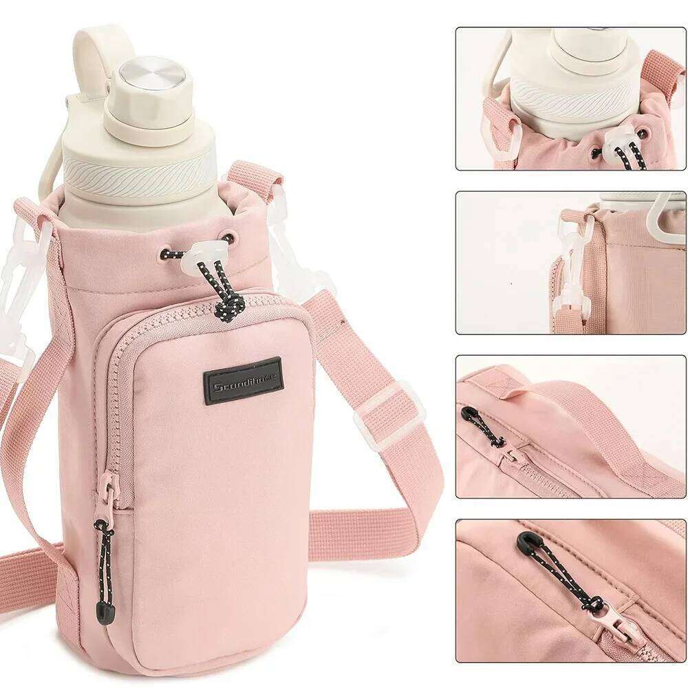 Portable Outdoor with Adjustable Strap Water Bottle Sleeve for Walking Hiking Camping Gym Shoulder Bag
