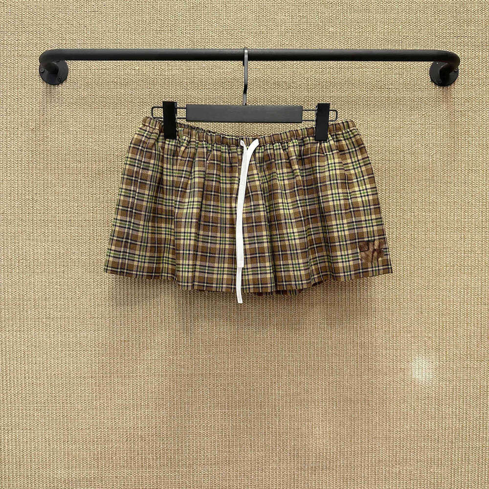 Designer Designer High-End 25Ssm Plaid Mini Skirt Drawstring Elastic Waist Versatile 61Cd d398