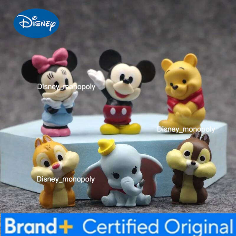 Disney 6Pcs Anime Mickey Mouse Action Figure Minnie Pooh Bear Dumbo Kawaii Cartoon Doll PVC Collectible Model GK Toy Kids Gift H260105