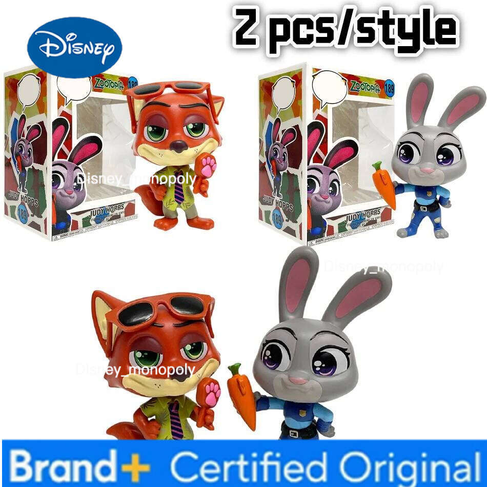 Disney 2pcs Zootopia Judy Rabbit Nick Fox Model Cute Cartoon Anime Handmade Movie peripheral toys Halloween Christmas Girls H260105 H260105