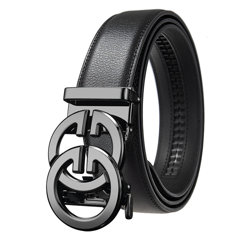 Fashion belt for men alloy buckle high quality PU leather automatic belt adjustable ratchet business casual mens belt 260104