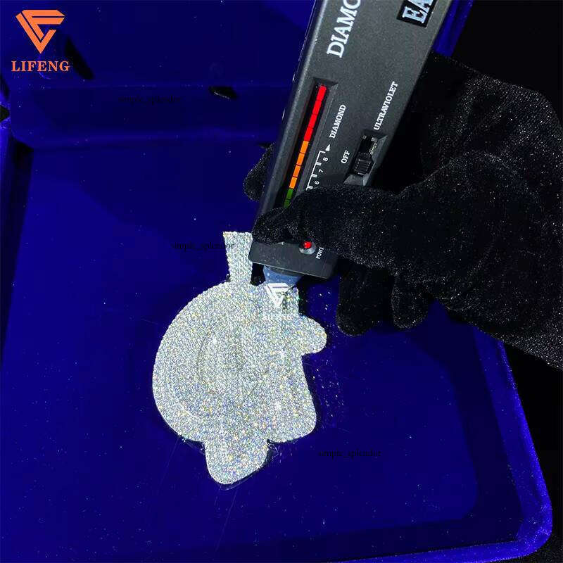 VVS Pendant Hip-Hop Style Letter Design Gold-Plated Certified GRA Silicon Stone Men's Jewelry