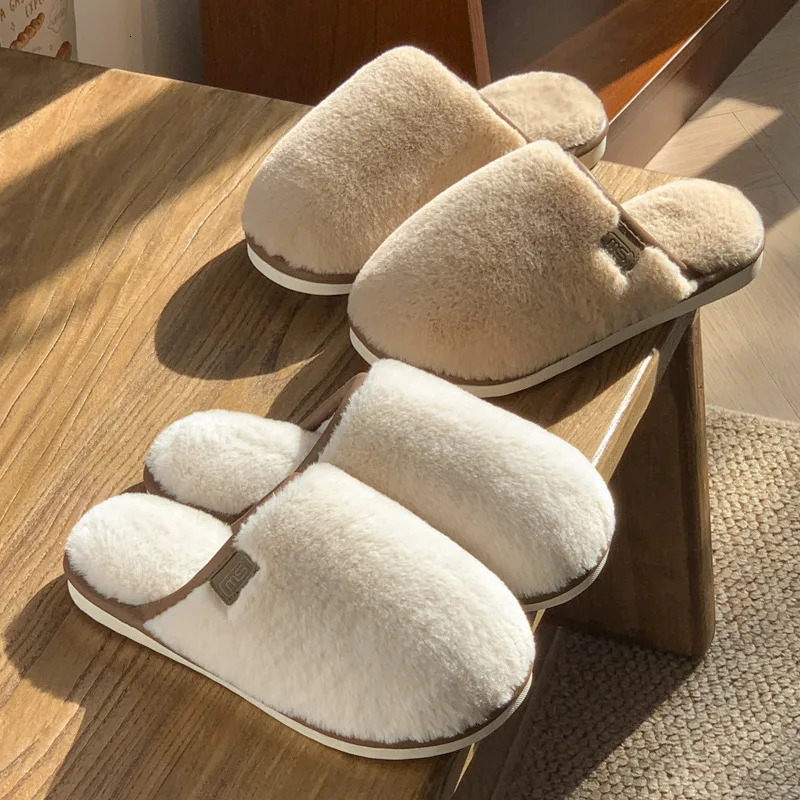 Asgard Womens Winter Fur House Slippers Fuzzy Couple Bedroom Flat Slides Soft Sole Plush Fluffy Shoes 260104