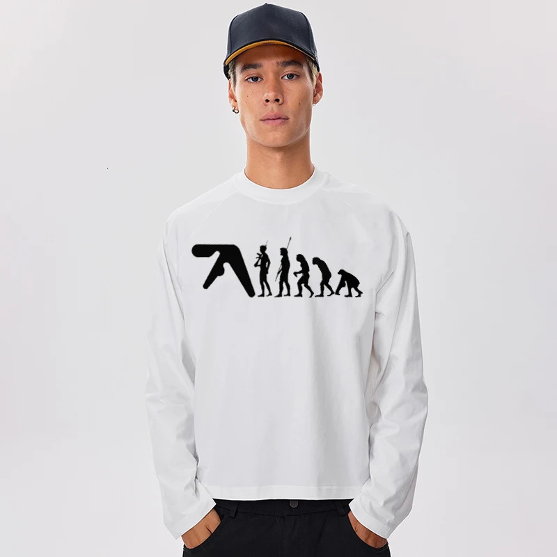 Aphex Twin Mens T-Shirt Cotton Autumn Graphic Oversized Aesthetic Korean Fashion Long Sleeve Tops Tees Y2k Streetwear Clothing 250104