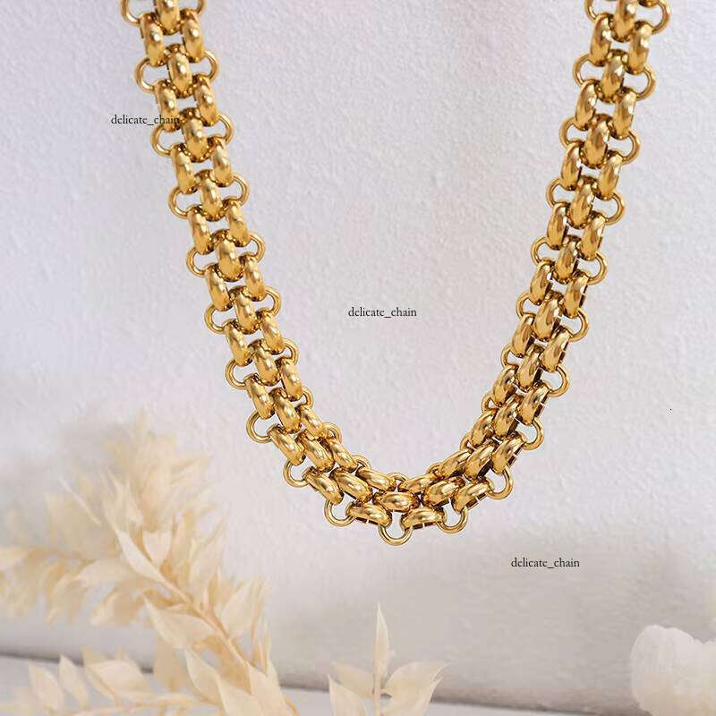 Punk Jewelry Waterproof 18k Gold Plated Sterling Silver Cuban Chain Statement Charm Necklace Bracelet Collar de acero Inoxidable