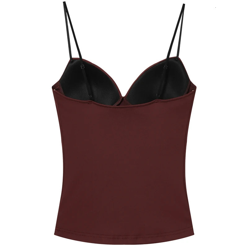 HXAO Burgundy Slip Top Women Summer Sexy Corset Tanks Camis Fashion Sleeveless Backless Bra Chic Elegant Bustier Camisole 260104 - view 4