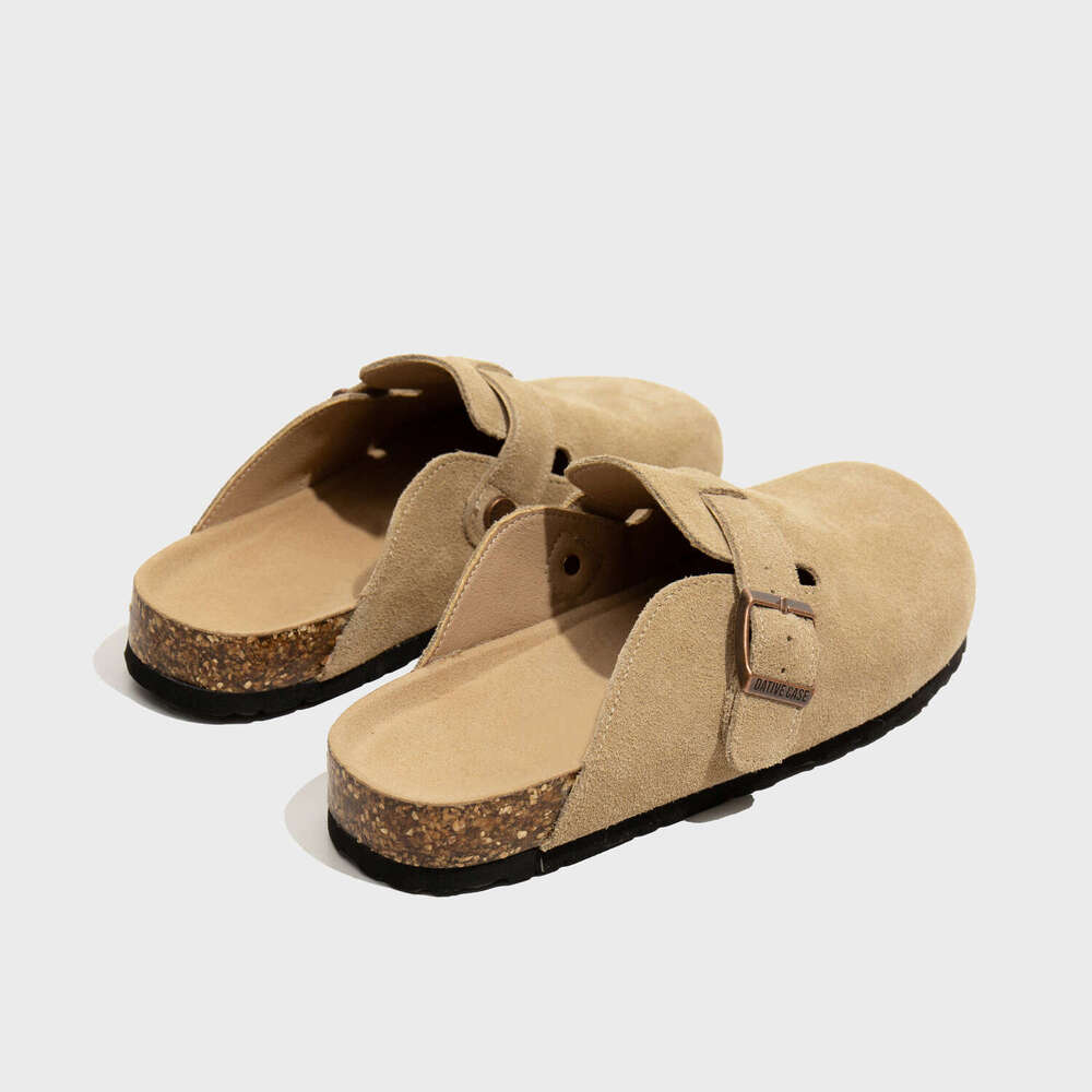 2025 Leather Fleece-Lined Closed-Toe Outdoor Lazy Half Couple Men And Women Autumn Winter Furry Slippers fashion - view 8