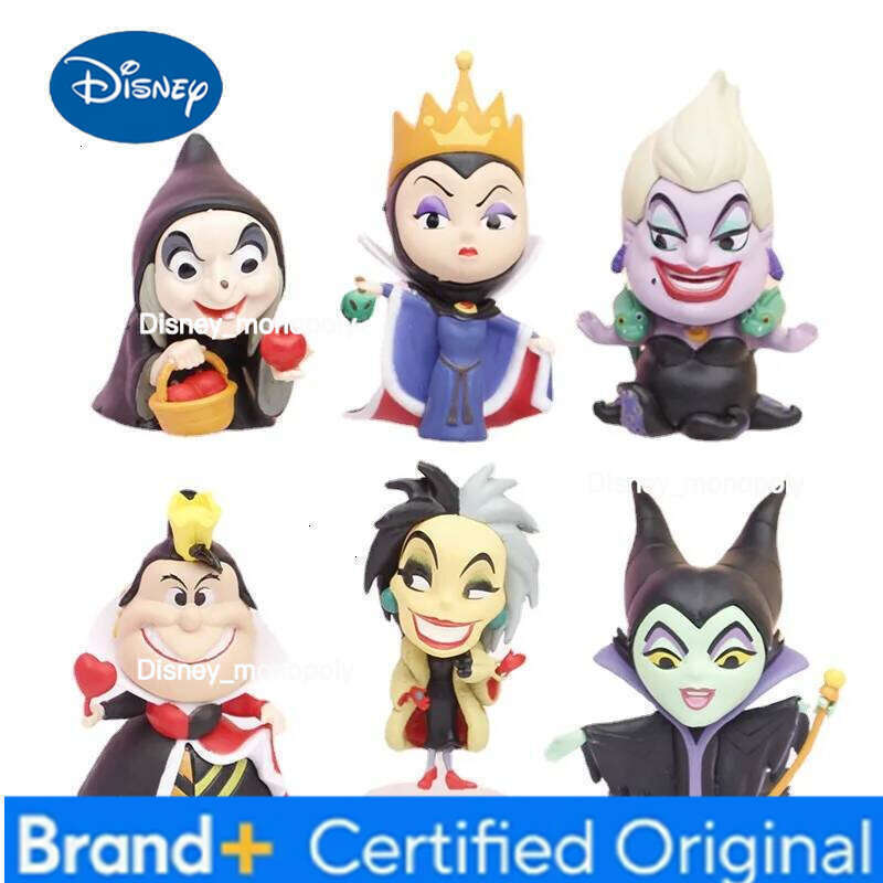 Disney 6Pcs/Set Anime Princess Villain Series Bad Witch Black Lady Maleficent Evil Queen Ursula Handmade Model Kids Gift Toys H260105 H260105