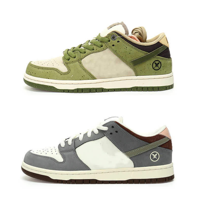Designer Brand 1 Low Asparagus Yuto Horigome Matcha Grey Green Feather Top Mens and Womens Board Shoes 355-475