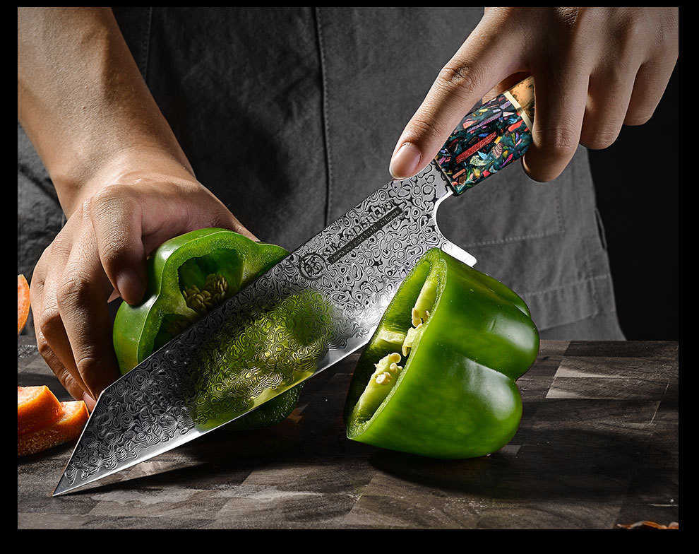 Damascus steel Japanese-style kitchen knife, chef's knife, slicing knife, multi-purpose knife, household knife, slicing tool, AUS10 steel X241102